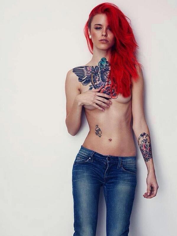 hot redhead with tattoos