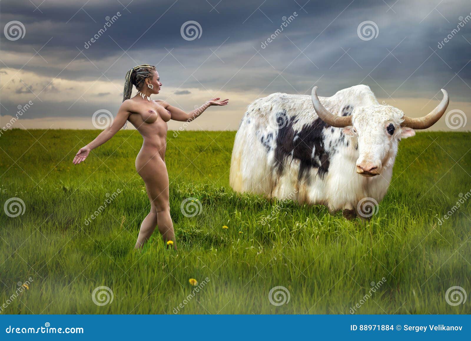 Best of Nude woman on bull