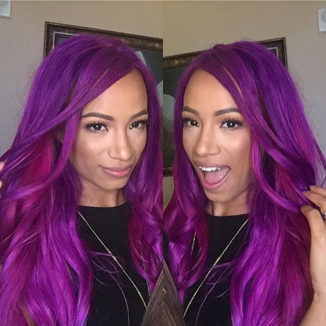 Sasha Banks Purple Hair storked cum